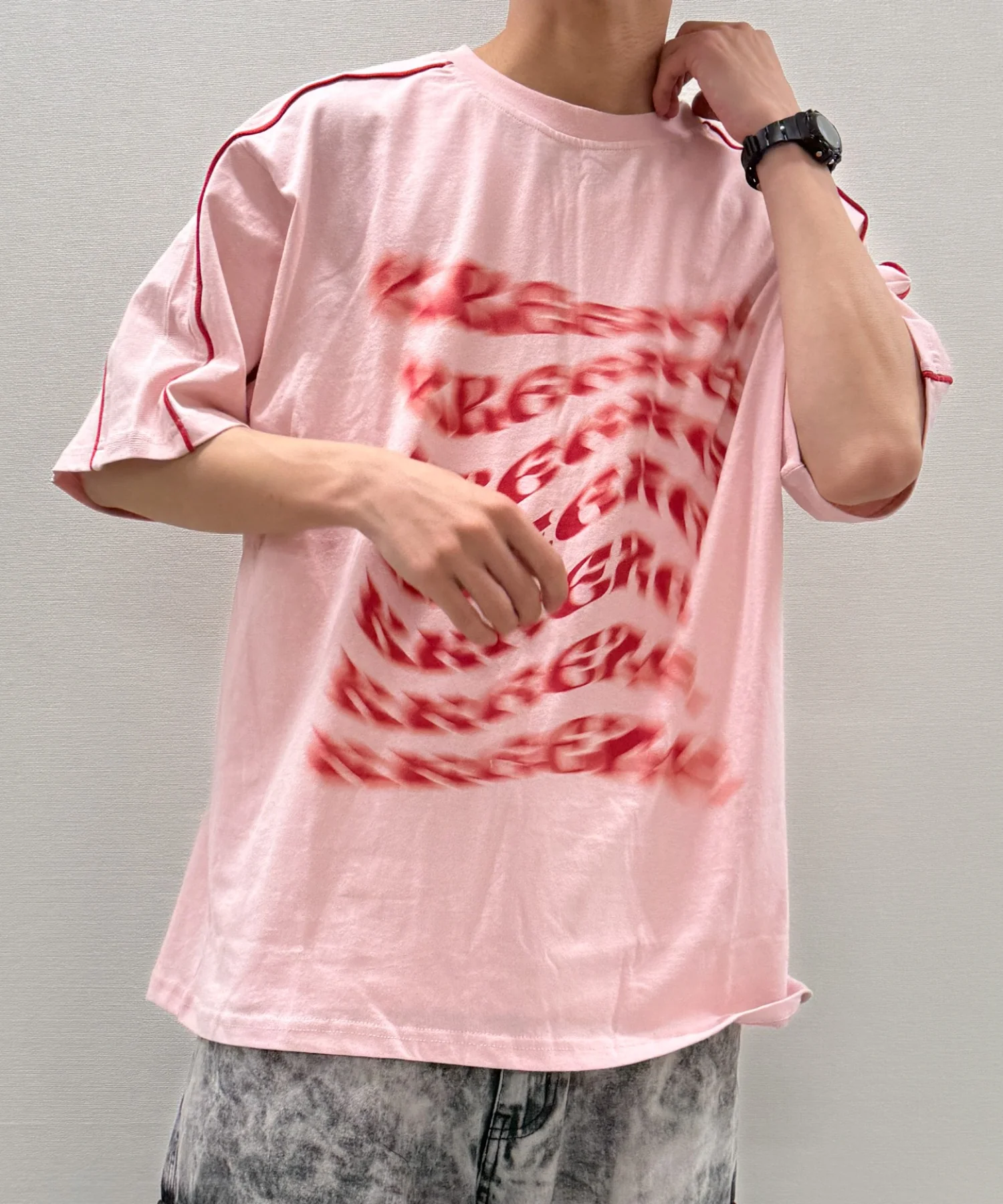 袖パイピングロゴT