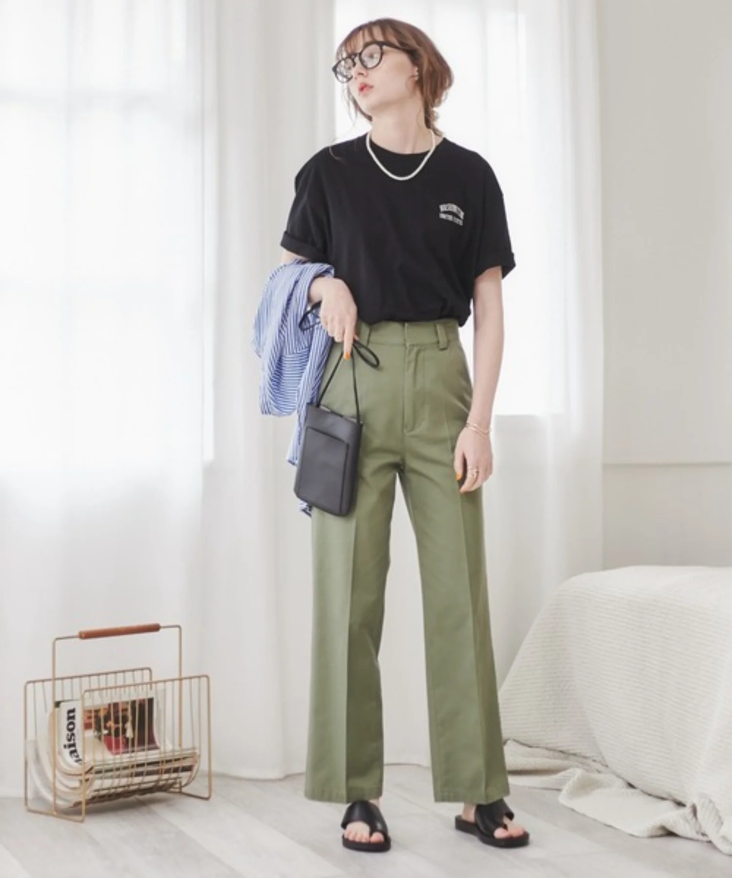 センタープレスハイウエストワークパンツ