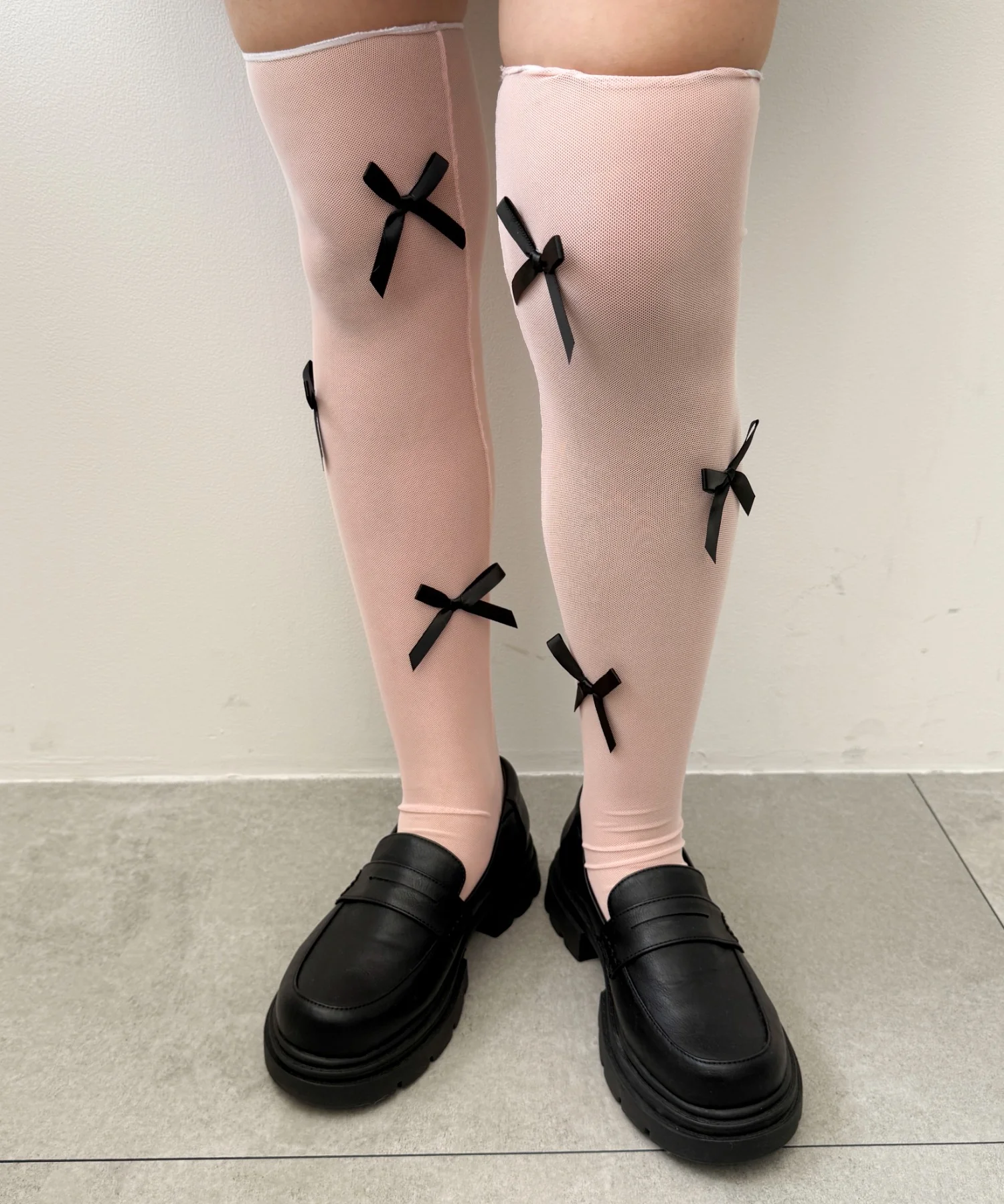 リボンシフォンハイソックス(23-25cm)