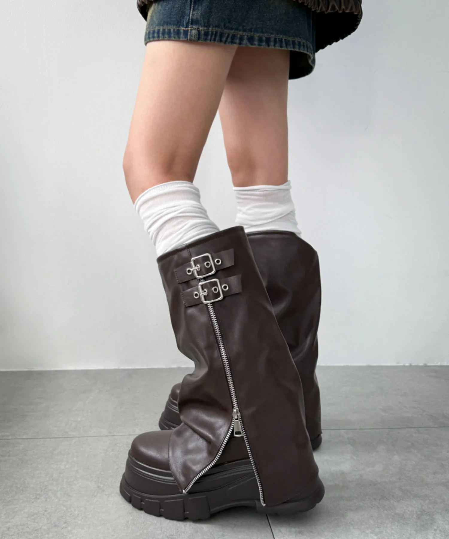 クシュクシュ切替リブニーハイソックス - Image 5