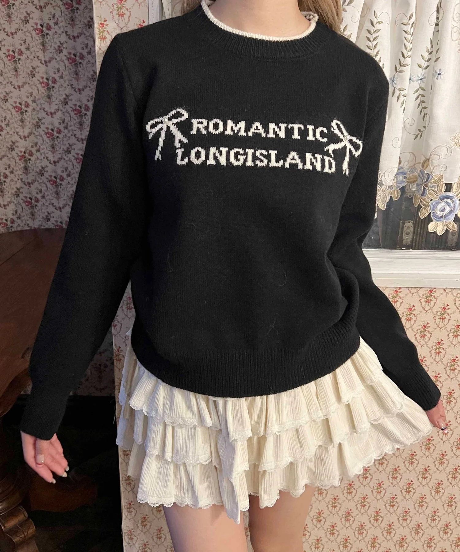 リボンメッセージニット