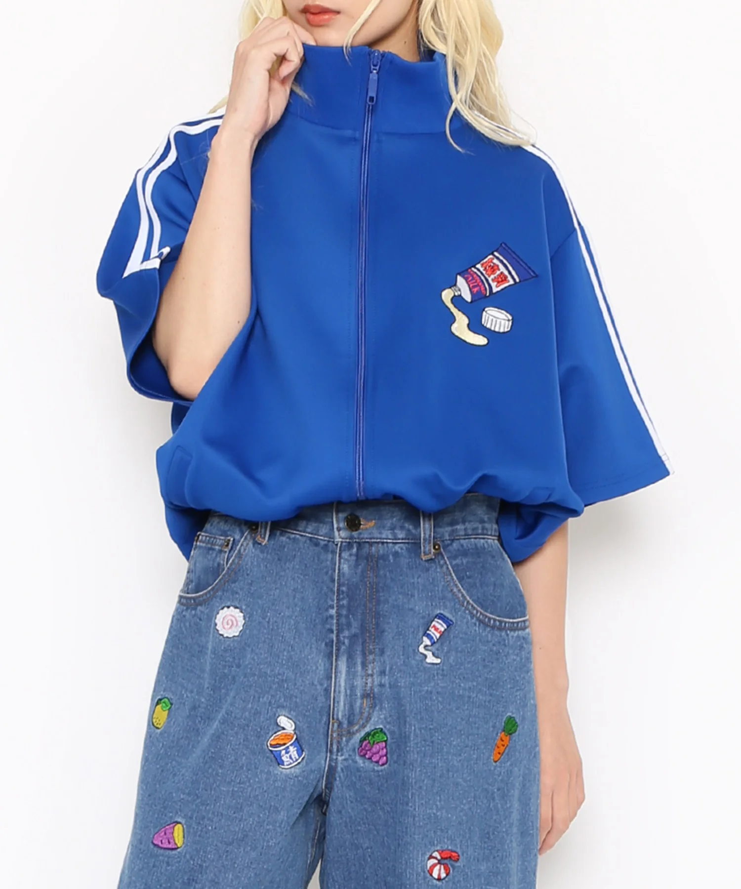 半袖フードジャージトップ