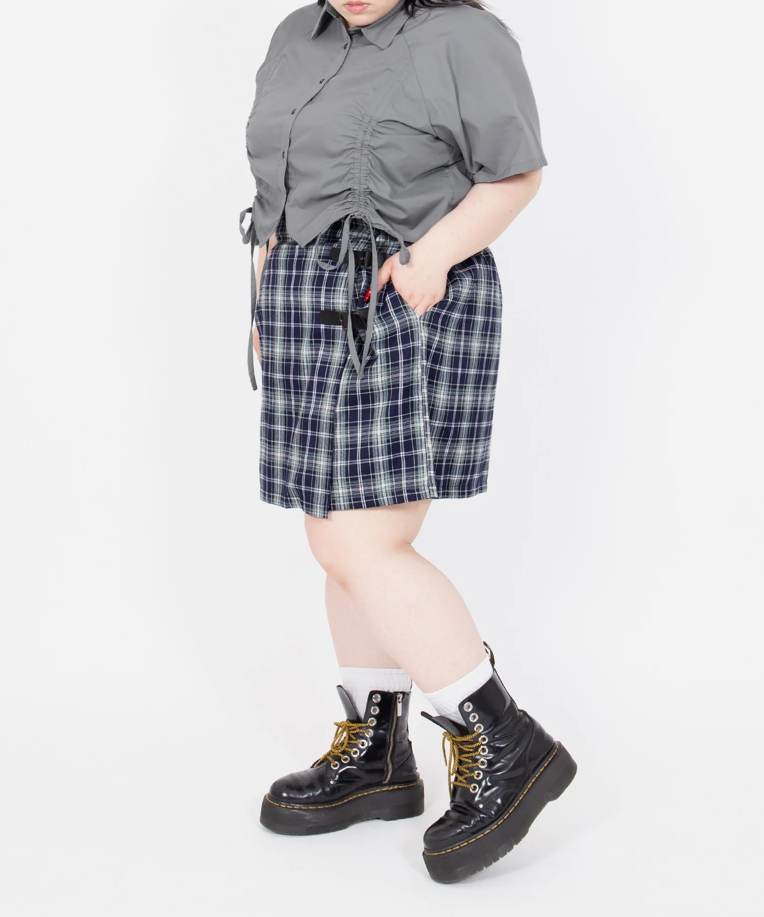 チェック柄ラップミニスカート - Image 17