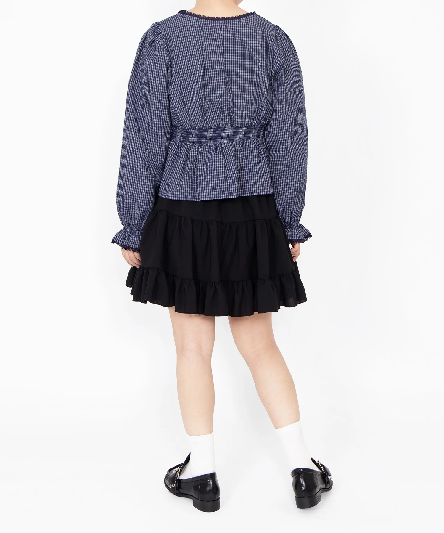 チェック柄パフスリーブブラウス - Image 16