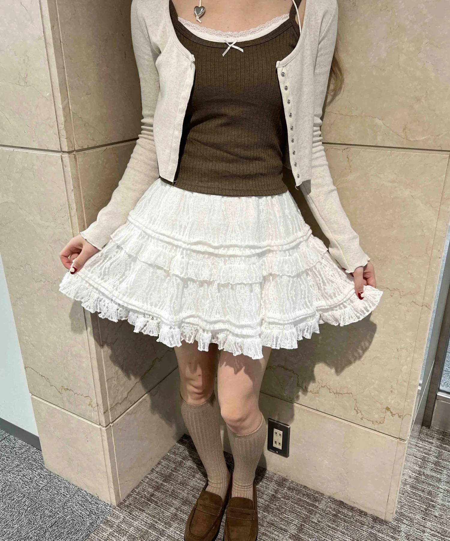 フェイクレイヤードリボンキャミソール - Image 6