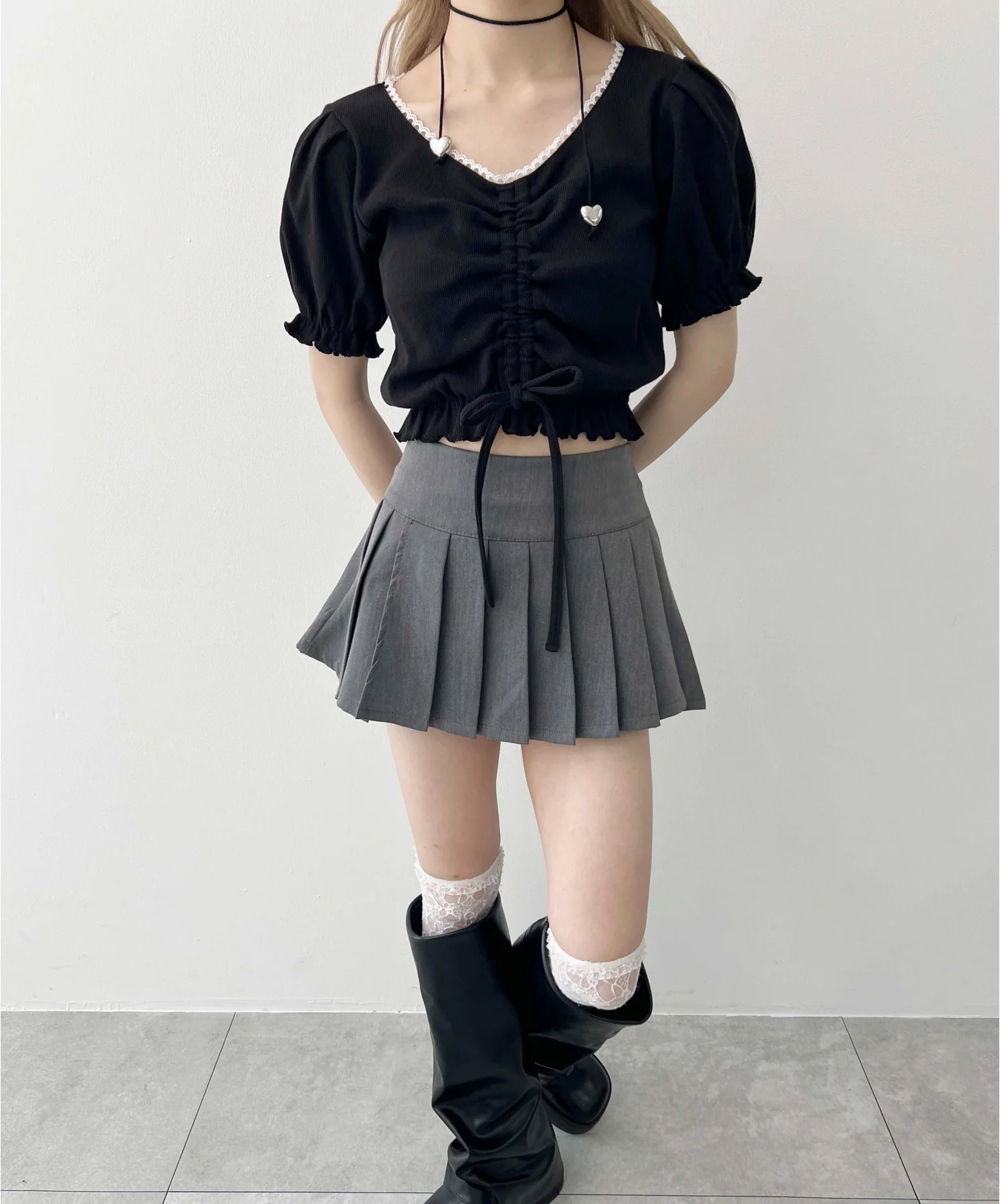 レースパイピング半袖トップス - Image 18