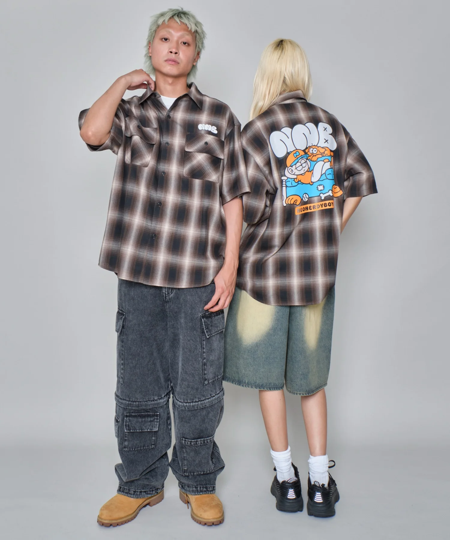 イラストオンブレチェックシャツ(SS) - Image 5