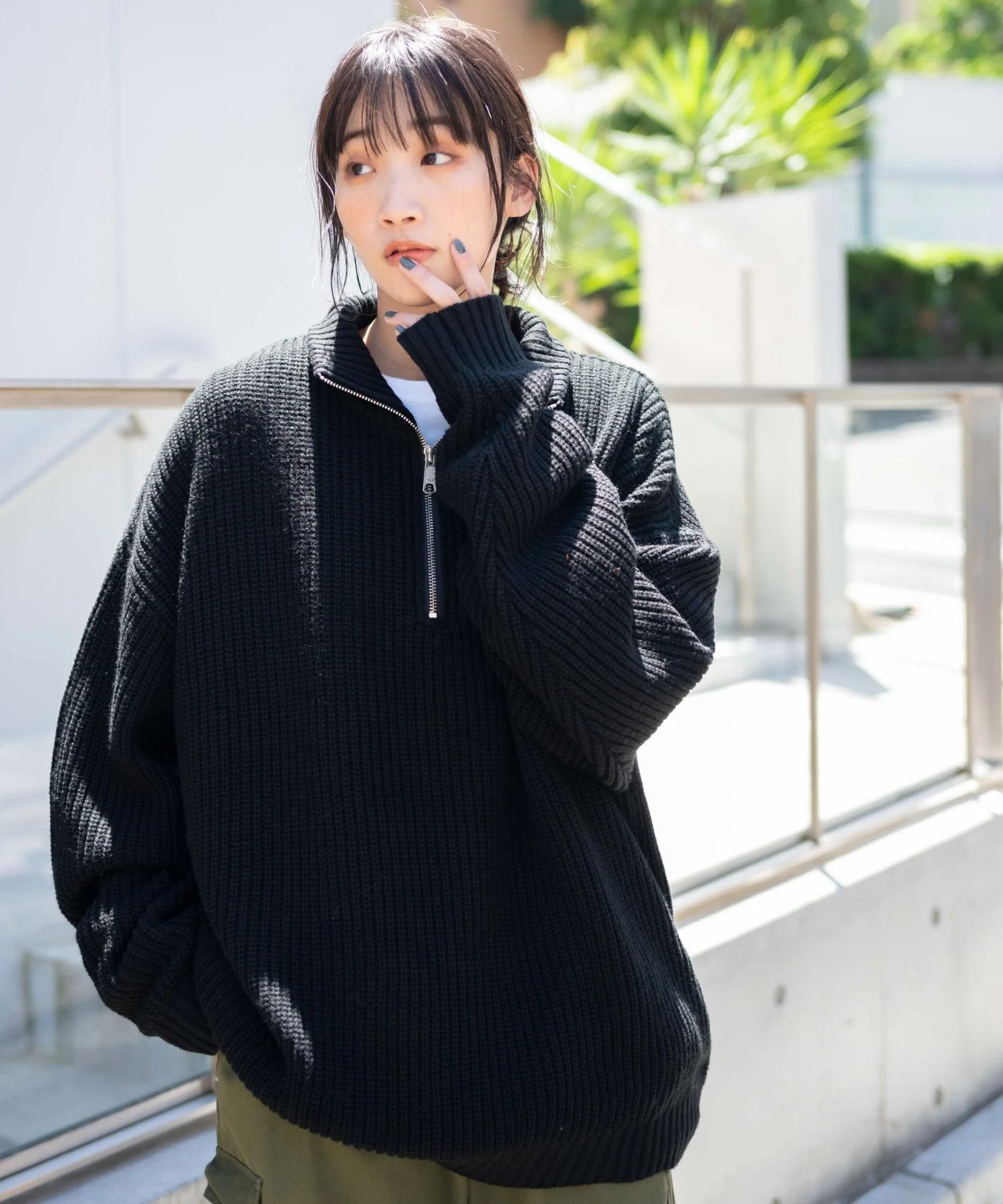ルーズフィットハーフZIPプルオーバー - Image 2