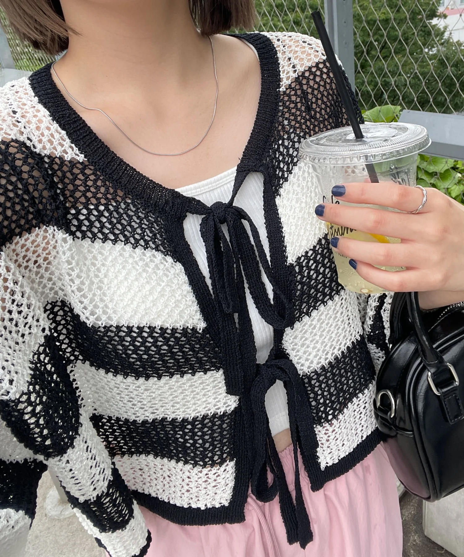 メッシュニットカーデ