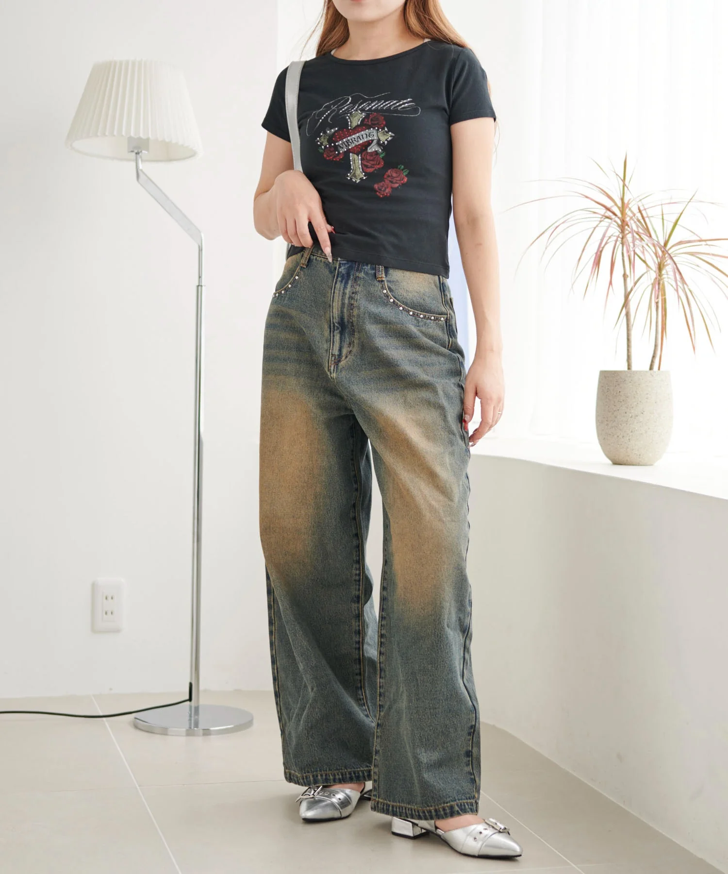 ラインストーンハートグラフィックちびT - Image 13