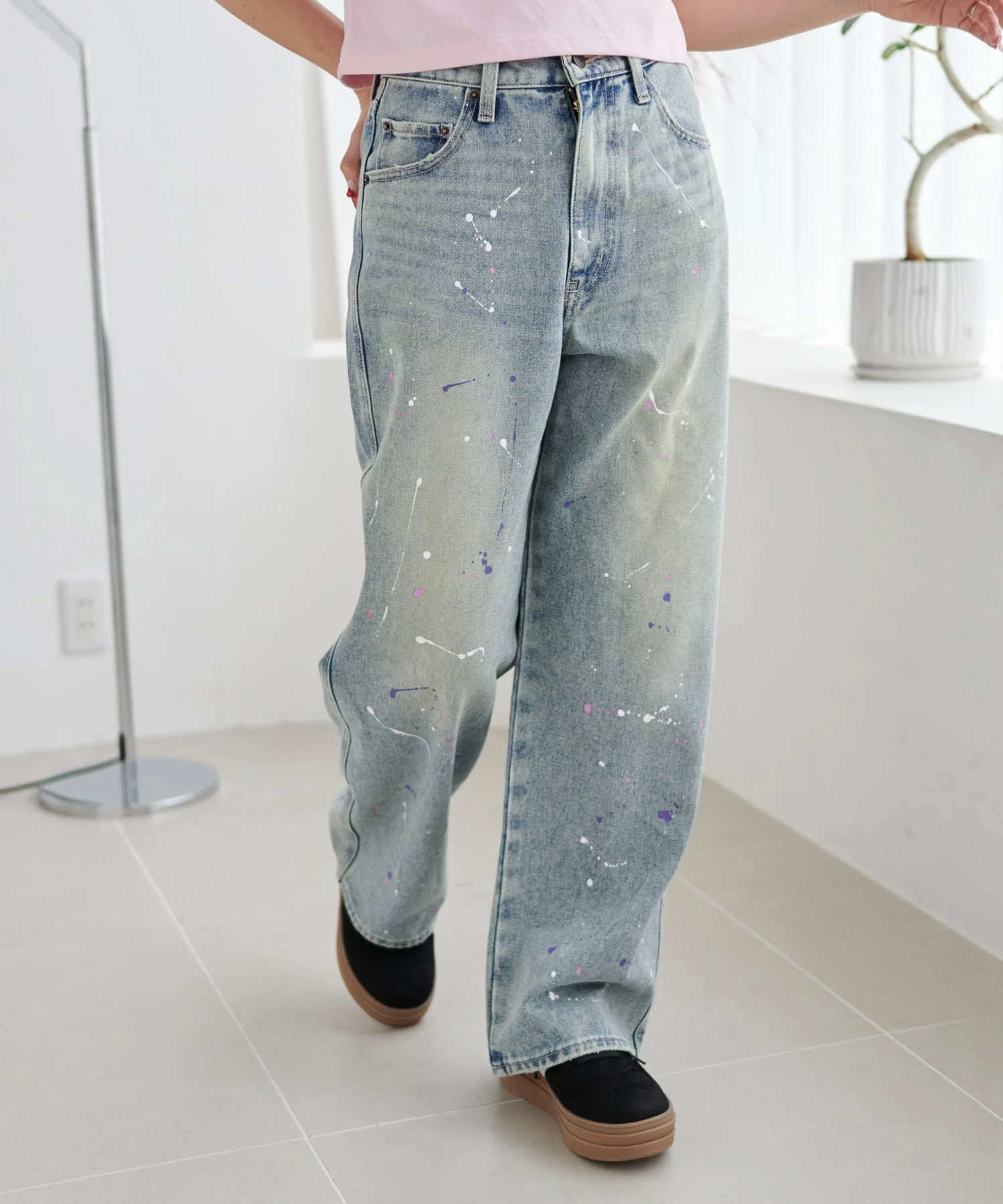 ペイントストレートデニムパンツ